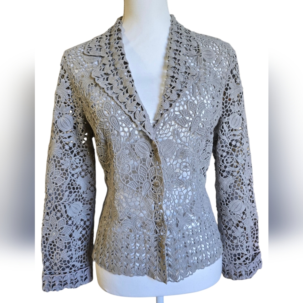 Lafeinier Chic Lace Women's Blazer in Gray